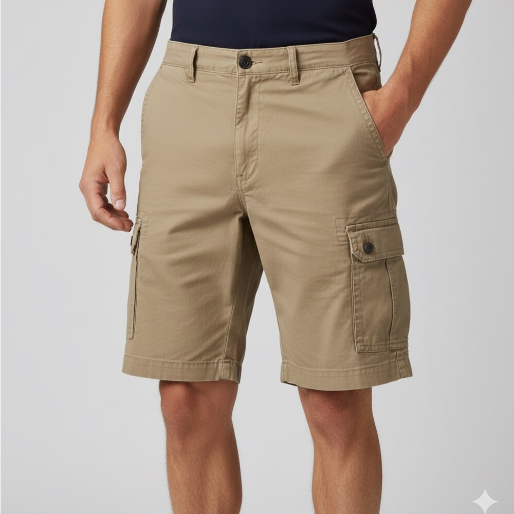 New Arizona Cargo Shorts Cotton Tan Beige Classic Fit Bermuda Pockets Fall 34